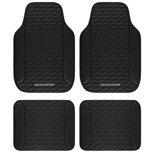 Skechers Leather Car Floor Mats,Floor mats for Cars with Anti-Slip Pad,Universal Waterproof Fit Automotive car mats for SUV,Vans,sedans,Trucks,car mats Full Set 4pcs Black