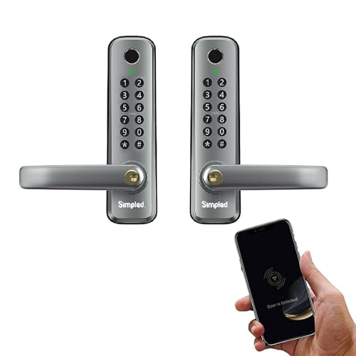 Simpled DWF-SP Double-Side Weatherproof Smart Lock Touch, 7-in-1, Fingerprint Keyless Security Entry Door Lock, Bluetooth Electronic Deadbolt, Smartphone Access- Designed for The UK Weather, Silver