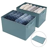 Javieror Jeans Schrank Organizer Kleiderschrank Kleidung Aufbewahrung, Faltbare Schubladen mit 6 Fächern Ordnungssystem Kleider Aufbewahrungsbox für Hosen, Hemden, Pullover (2pcs)