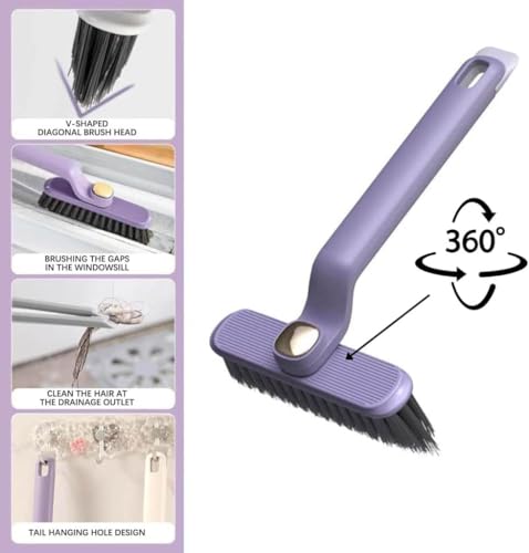 Image of Khedu Fab 1 Pcs Multi-Function Bathroom Plastic Cleaning Brush,Tiles Cleaning Brush,Hard Bristle Rotating Crevice Gap Cleaning Brushes for Bathroom,Floor Cleaner Brush(Multi Colour)