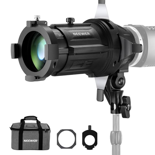 Image of NEEWER Spotlight Snoot Only for NEEWER MS60B, MS60C, MS150B, MS150C LED Video Light, Conical Snoot with 20 Projection Lens, Adjustable Focus, 16 Gobos, 5 Color Gels, Bag, LS-48