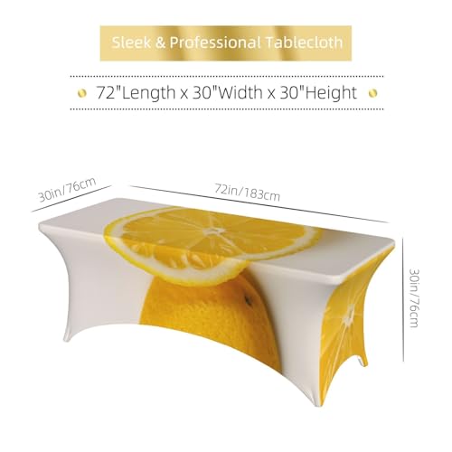 Nappe rectangulaire extensible 1,8m motif citron élastique - 7