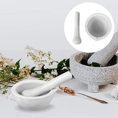 VILLCASE 2 Conjuntos / 4 Unidades de Almofariz de Porcelana Pequeno Conjunto de Pilão de Cerâmica Pe