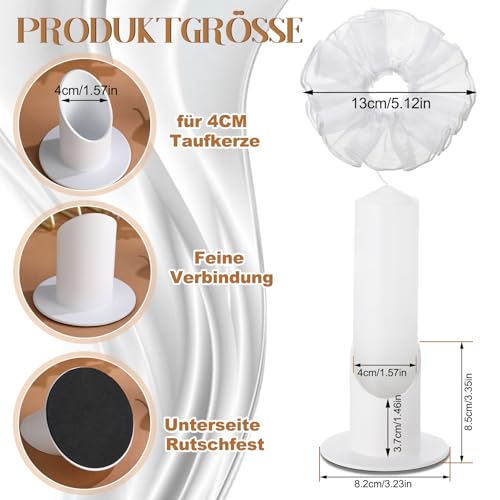 Xialvyu Kerzenständer Kommunionkerze 4cm,Weiß Metall Kerzenhalter mit Tropfschutz,Taufkerzenständer Taufkerzenhalter Kommunion Deko für Taufkerze Taufkerzenständer Taufkerzenhalter