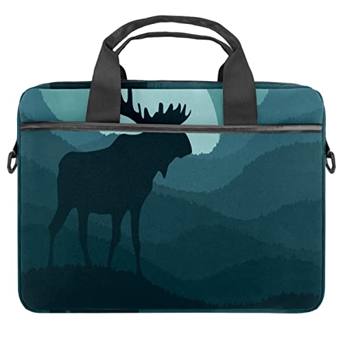 Bolsa de mensajero multicolor con estampado de alce y colinas para portátiles de hasta 14.5 pulgadas