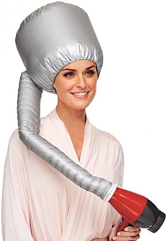 Hood Hair Dryer Bonnet Attachment Adjustable Hooddryer for Perm Hairstylling Curling and Hand Held Hair Dryer (Silver)