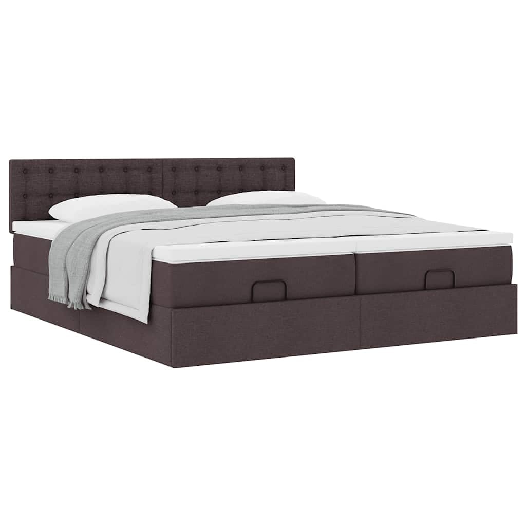 Ottoman Betten 180 x 200 cm, marrone scuro, spazio letto matrimoniale con materasso a molle insacchettate, 280 kg, robusto letto imbottito per camera da letto e camera degli ospiti