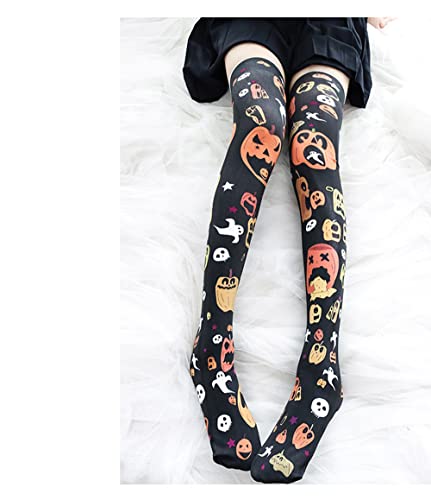 Image of SINROYEE Sexy Cosplay Knee High Stockings Anime Cartoon Printing Thigh High Socks for Women Cute Lolita JK