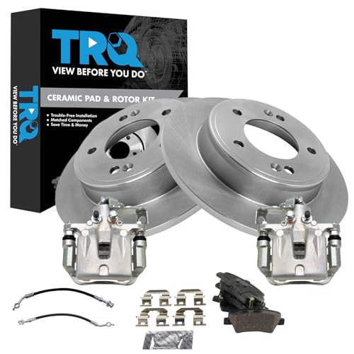 Image of TRQ Rear Brake Pad and Rotor Set Ceramic Rotors Calipers Compatible with 2017-2018 Kia Forte Forte5