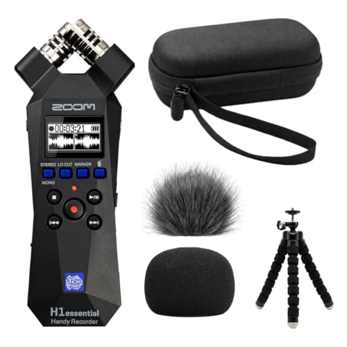 Zoom H1essential Handy Recorder Bundle with 99KOLB Accessories(EVA Case, Furry & Foam Windscreens Set, Octopus Tripod)