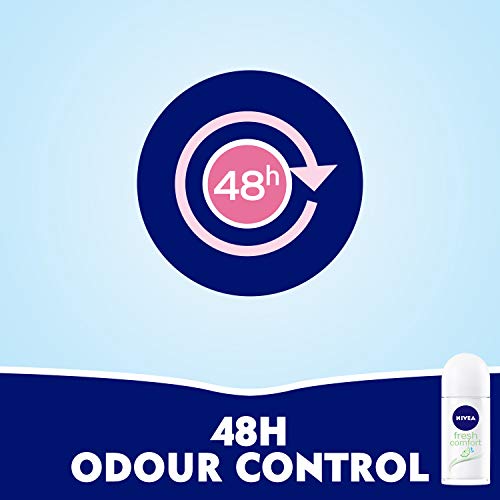 NIVEA Fresh Comfort Roll-On Deodorant 50ml – 48h Odour Protection with a Refreshing Ocean-Fresh Scent, Gentle Skin-Friendly Roll-On for a Clean Fresh Feeling All Day, for Men & Women