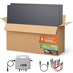 Solarway® 1000Wp / 800W Balkonkraftwerk komplett Steckdose - neuester EcoFlow Stream 800 Watt Wechselrichter - Solaranlage Komplettset - 500W bifaziale Black Solarmodule & EcoFlow & Zubehör
