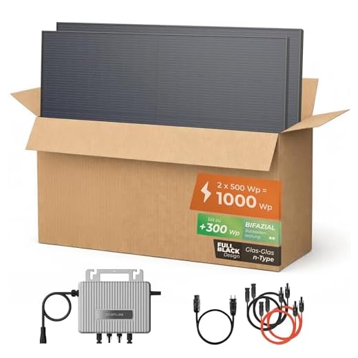 Solarway® 1000Wp / 800W Balkonkraftwerk komplett Steckdose - neuester EcoFlow Stream 800 Watt Wechselrichter - Solaranlage Komplettset - 500W bifaziale Black Solarmodule & EcoFlow & Zubehör