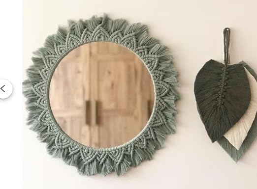 ZAWI | Handmade Cotton Macrame Wall Hanging Mirror, Bohemian Art, Aina for Make-Up, Living Room, Bedroom, Off-White, Dia 18 Inches, Style 2275-39, Framed, Round (Only Mirror) on Amazon-image-45