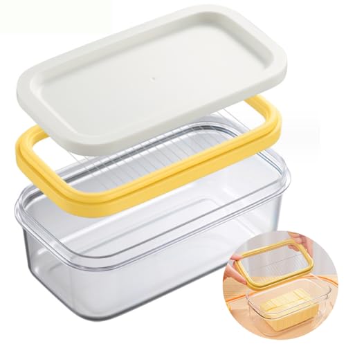 Butter Slicer Cutter Stainless Steel, Butter Cutter Slicer Stick Butter Cutter Container for Fridge, Easy Cutting Two 4oz Sticks Butter