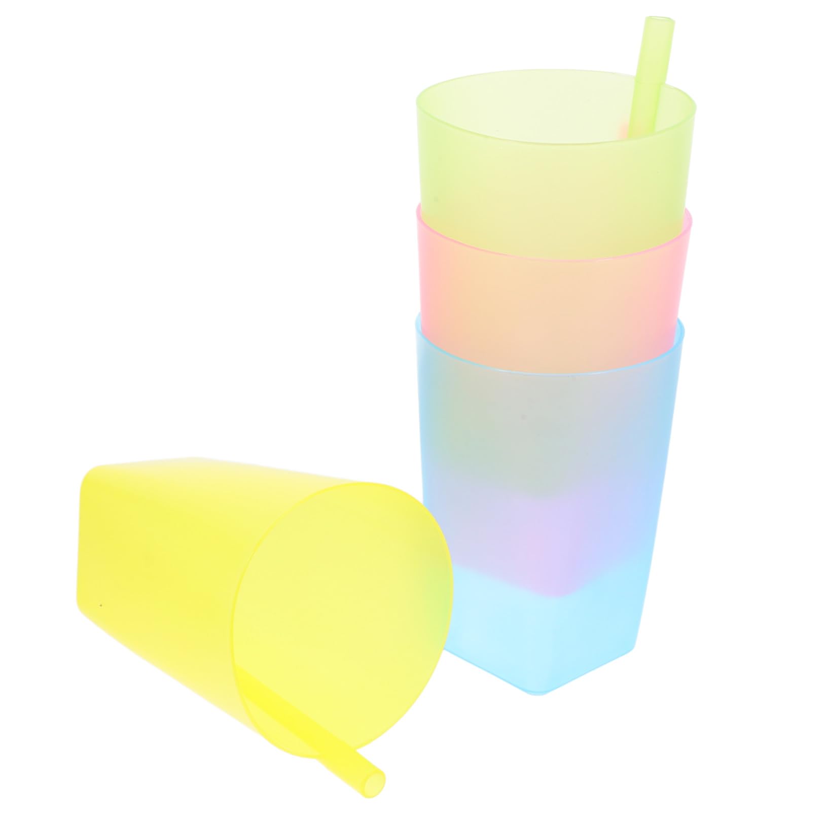 Becher mit aus, Wiederverwendbar | 16 Stück, Kompakt und Praktisch für Getränke, Trinkbecher mit Strohhalm, Wasserbecher