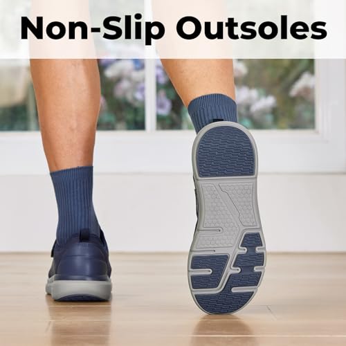 Image of FitVille Wide Diabetic Walking Shoes for Men, Lightweight Non-Slip Breathable Casual Shoes for Swollen Feet for Standing All Day