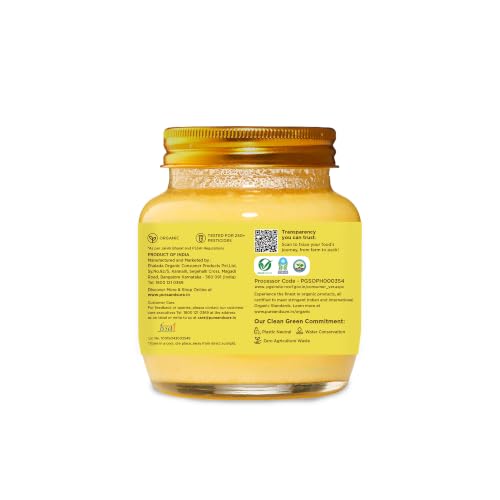 Image of Pure & Sure Organic A2 Desi Ghee 250 ML | 100% Pure Cow Ghee | Made by Traditional Bilona Method | Curd-Churned | Natural Immunity Booster & Other Benifits (Glass Jar)