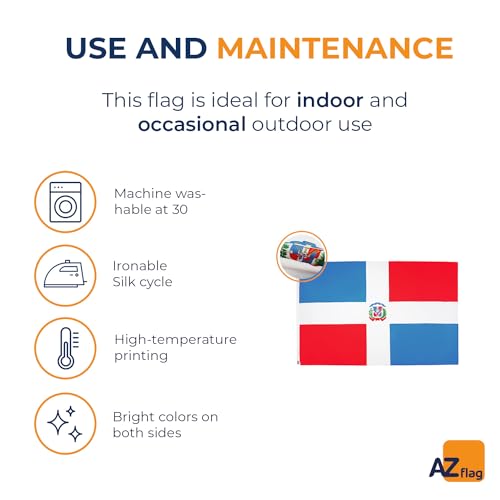 Image of AZ FLAG - Dominican Republic Flag - 3x5 Ft - 100D Polyester Dominican Banner with Two Metal Grommets - Fade Resistant - Vivid Colors - 3' x 5' Feet - 150x90 Cm