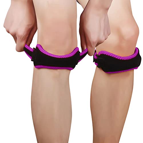 Genouillère Rotulienne Réglable Strap Genou Sangles de Genou Femmes et Hommes Genouillère Sport pour Arthrite, Soulagement de Douleur, Course, Basket Ball, Squattage 2 Pièces (violet) Cover