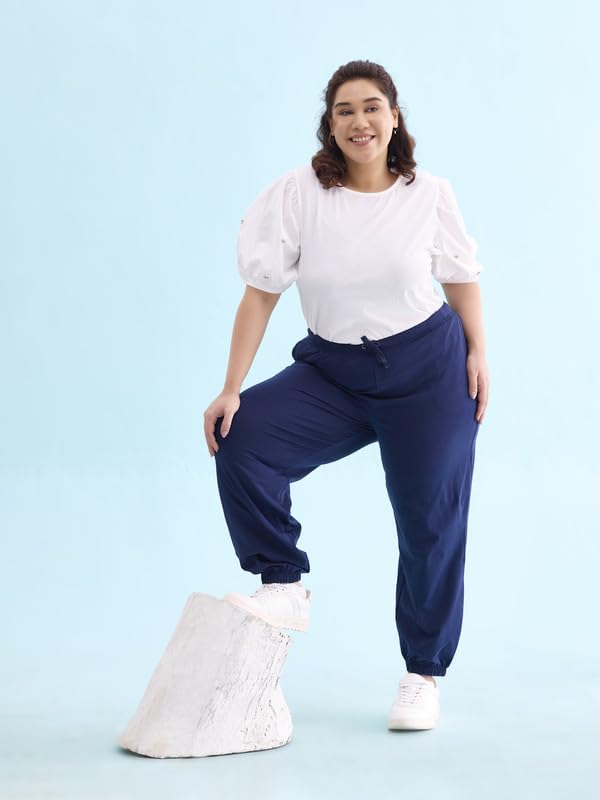 Image of GO COLORS Cotton Stretch Casual Joggers Full Length for Women| Mid Rise