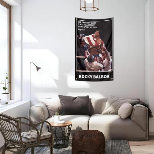 9,5 cm x 1,5 m Rocky Funny Flag Balboa motivacional inspiradora bandeira com 4 ilhós de latão, para