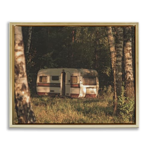 Quiet Camper Van Woodland Clearing, 24 x 30 Inch Canvas in Floater Frame