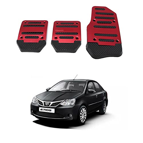 Oshotto 3 Pcs Non-Slip Manual CS-373 Car Pedals Kit Sports Pad Covers Set Compatible with Toyota Etios (Red)