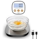 Separate Digital Kitchen Scale, [15kg/1g] Diyife Rechargeable Magnetic Weighing Scales Food, 4 High Precision Sensors Round Electronic Scales with Stainless Steel Platform,Tare, Fit for Baking,Cooking - Image 1