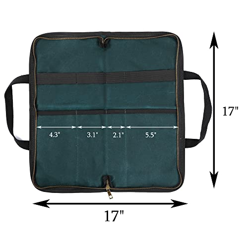 Kaaltisy Chefs Knife Bag, 16Oz Waxed Canvas Knife Holder With Professional Anti Cutting Fabric (Dark Green) - Multi Purpose Kitchen Knife Case With 4 Slots #TOP1