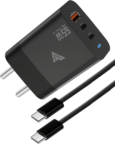DR VAKU® 65W Charger Type C Fast Adapter with 1 Meter Type-C to C...