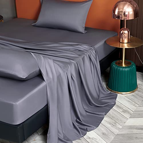 Yiyea 100% Organic Viscose Bamboo Sheets Queen - Premium 400 Thread Count Cooling Sheet Set, 16 Inch Deep Pocket, Silky, Soft, Breathable Viscose Bamboo Bed Sheets For Hot Sleeper (Queen, Grey) #TOP5