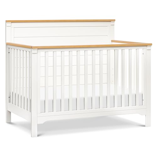 Image of Davinci Shea 4-in-1 Convertible Crib in Warm White and Honey, GREENGUARD Gold and FSC® Certified