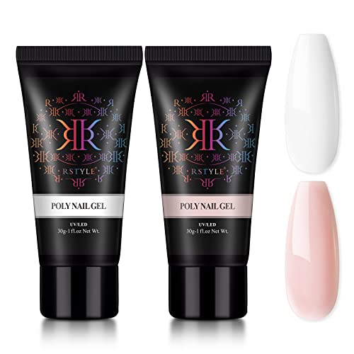 RSTYLE Builder Gel Nail,2 * 30ml Poly, UñAs Acrilicas,Poly Nail Gel Para UñAs Poligel Larga DuracióN, Aspecto Natural, Gel Para ExtensióN De UñAs Para Principiantes Y Profesionales Nail Art（Rosa）