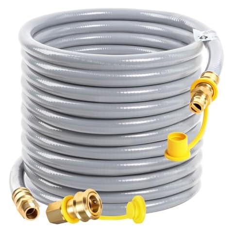 56FT 3/4" Id Natural Gas Hose with Quick Connect,CSA Certified 3/4" Natural Gas Hose for Generator, Ng/Lp Propane Appliances, Grill, Patio Heaters,Superior Materials Rubber and Strong Brass Fittings Cover