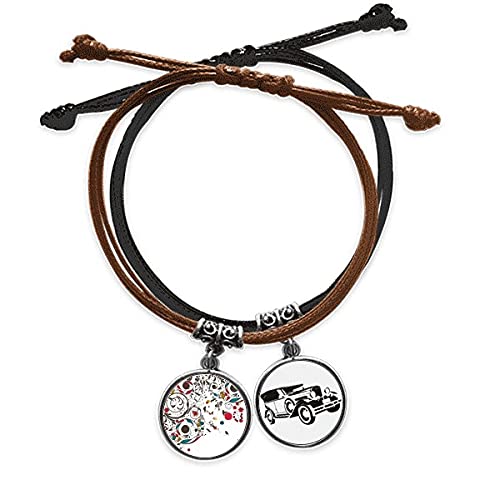 Bracelet cuir art moderne illustration botanique de prestige
