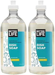 Better Life Natural Dish Soap, Lemon Mint Scent, 22 Fl Oz (Pack of 2), 24068
