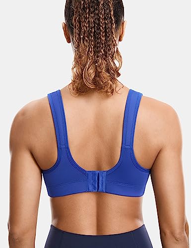 Image of SYROKAN Front Adjustable Sports Bras for Women High Impact | Front Velcro Straps, Wirefree, Double layer Cups, U Back, No Bounce, Running Bra