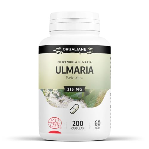 Ulmaria Orgánica Parte aérea - Reina de los prados - 645 mg/día - Filipendula ulmaria - 200 cápsulas | Premium, Sin Aditivos & Formato Ahorro