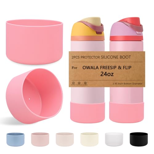 LUCKINEE 2PCS Silicone Boot Base for Owala FreeSip Twist Flip Bottle 24oz