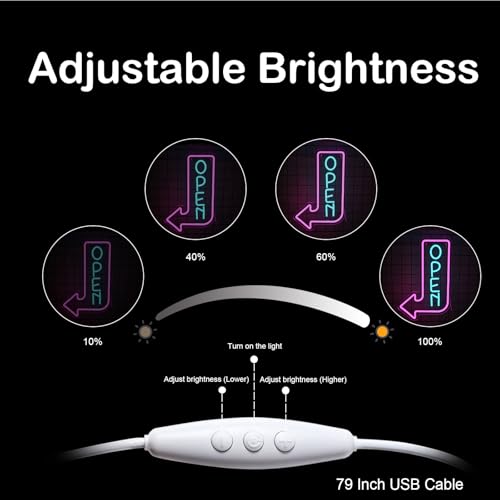 Image of Looklight Open Arrow Neon Sign for Wall Decor Blue Pink LED Light Sign Decoration for Shop Bar Cafe Party Bookstore Supermarket Gym, Get Your Business Seen Day Or Night