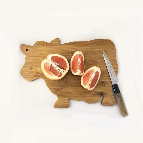 Tabla de cortar de bambú con forma de vaca 13.5"x9" miniatura 2