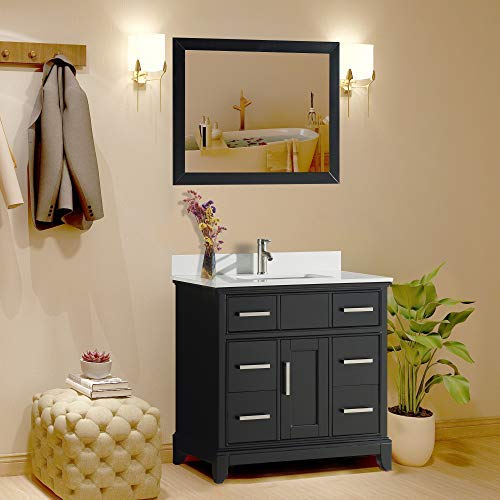 Vanity Art 36 Inch Single Sink Bathroom Vanity Set Super White Phoenix Stone