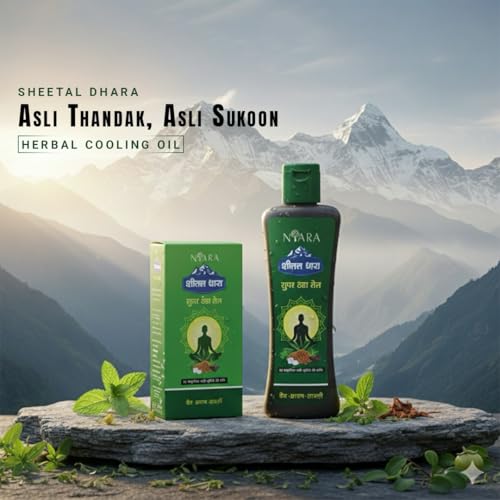 Image of NYARA Sheetal Dhara Ayurvedic Cooling Oil with Bhringaraj Brahmi Pudina Sat Kapoor Aloe Vera Essential Oils for Head Scalp and Body Massage 50ml (Pack of 3)