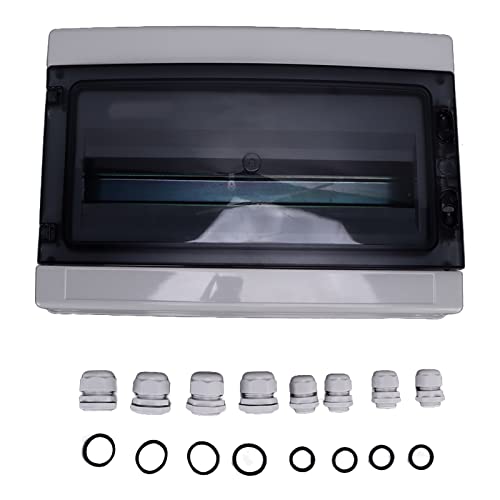 TenNuoDa 18 Way Power Distribution Box, DIN Rail IP65 Waterproof Outdoor Consumer Unit Box, Circuit Breaker MCB Power Plastic Wiring Box (410 x 285 x 130mm)
