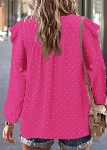 BETTE BOUTIK Womens Boho Fall Long Sleeve Shirts Crewneck Dressy Casual Blouses Trendy Flowy Tops