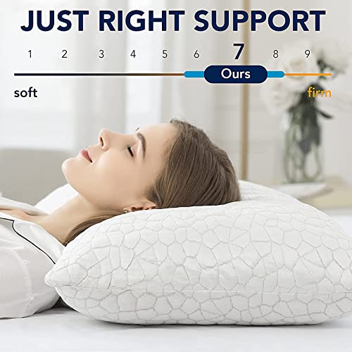 Shredded Memory Foam Pillows For Sleeping Cooling Bamboo Pillow With Adjustable Loft Bed Pillows For Side And Back Sleepers Washable Removable Derived Rayon Cover Queen Size (1-Pack) #TOP6
