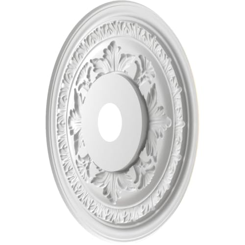 Image of Ekena Millwork CMP22BAEPE Baltimore Thermoformed PVC Ceiling Medallion (Fits Canopies up to 7 3 /4 inch), 22 inchOD x 3 1 /2 inchID x 1 inchP, Universal Metallic Pearl Mist