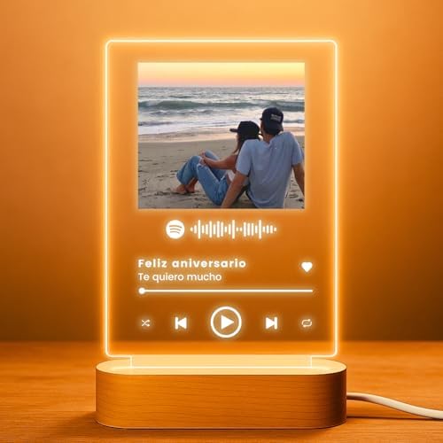 Lámpara Personalizada con Foto y Canción Spotify | Placa Personal...