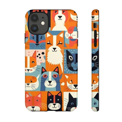 Coque rigide chat pour iPhone 11 compatible motif imprimé brillant